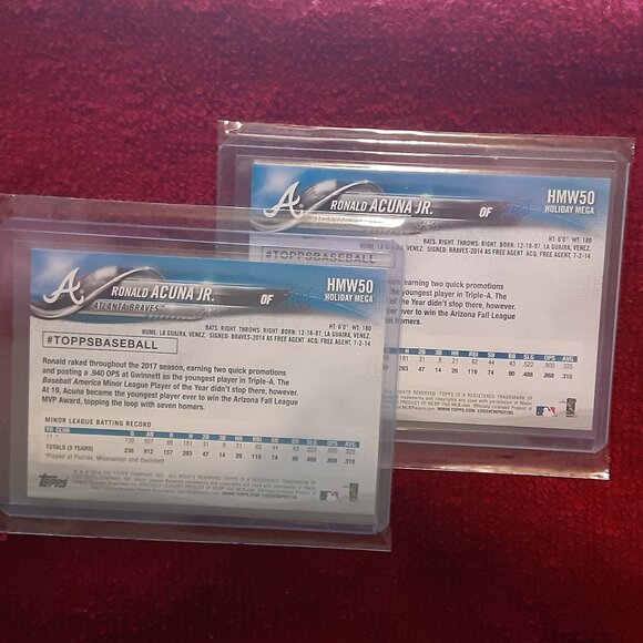 Ronald Acuna Jr. – Rookie Card - 2018 Topps Holiday WalMart – Card No. HMW50 - Picture 6 of 6